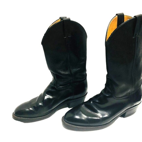 Justin Mens 10EE Tobias Boots Black Leather Vibram‎ Sole USA Western Cowboy $204 main image 6
